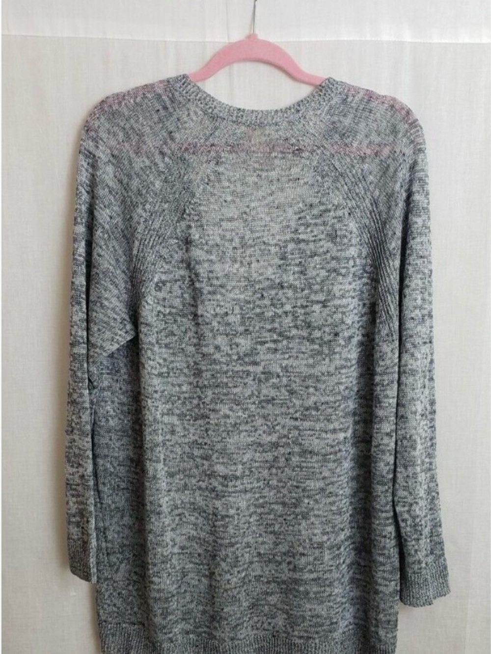 Eileen Fisher Sweater Large Pullover Slub Gray 100% Linen V Neck Classic Work - Picture 2 of 4